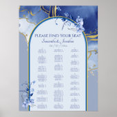 Modern Blue Aqua Marble Wedding Seating Chart Poster (Voorkant)