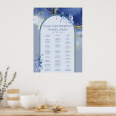Modern Blue Aqua Marble Wedding Seating Chart Poster (Keuken)
