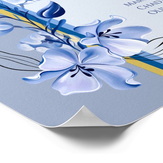 Modern Blue Aqua Marble Wedding Seating Chart Poster (Hoek)