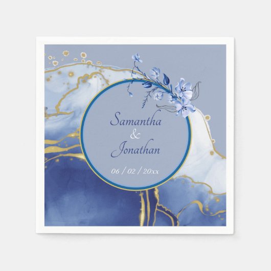 Modern Blue Aqua Marble Wedding Servet (Voorkant)