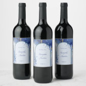 Modern Blue Aqua marble Wedding Wine Label Wijn Etiket (Flessen)