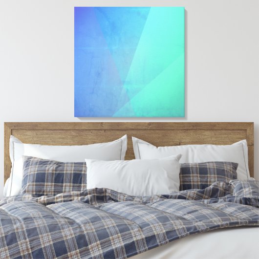 Modern Blue Aqua &Turquoise Geometric Gradation Canvas Afdruk (Insitu (Slaapkamer))