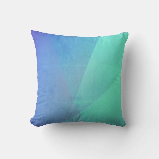 Modern Blue Aqua &Turquoise Geometric Gradation Kussen (Voorkant)