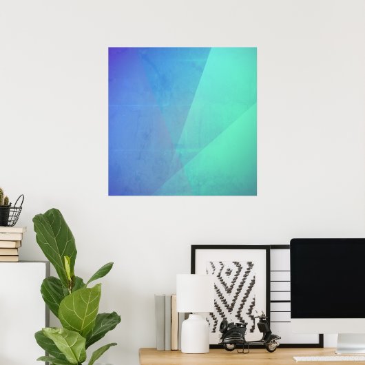 Modern Blue Aqua &Turquoise Geometric Gradation Poster (Thuiskantoor)