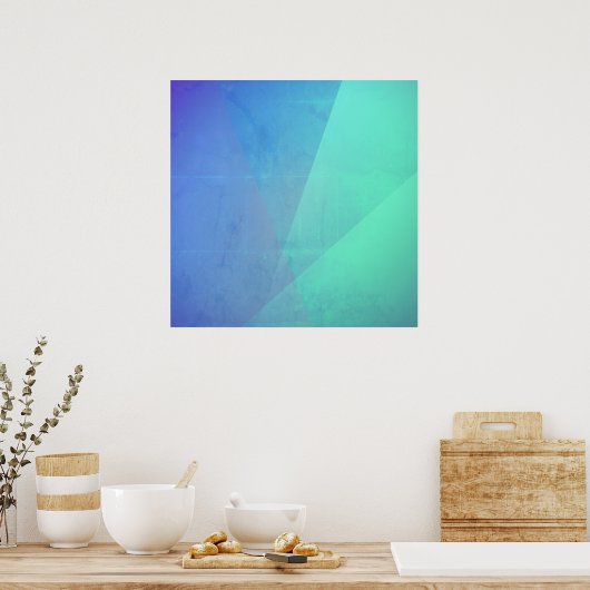 Modern Blue Aqua &Turquoise Geometric Gradation Poster (Keuken)