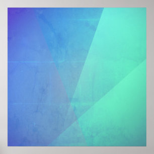 Modern Blue Aqua &Turquoise Geometric Gradation Poster