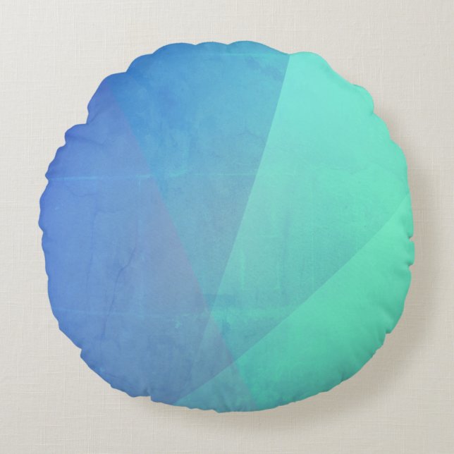Modern Blue Aqua &Turquoise Geometric Gradation Rond Kussen (Voorkant)