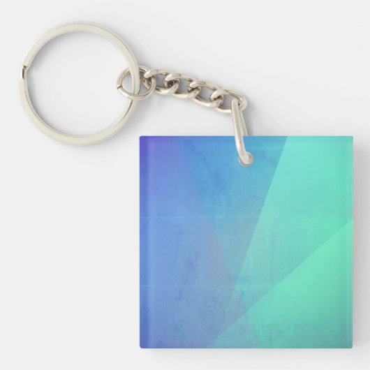Modern Blue Aqua &Turquoise Geometric Gradation Sleutelhanger (Voorkant)