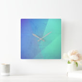 Modern Blue Aqua &Turquoise Geometric Gradation Vierkante Klok (Huis)