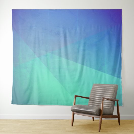 Modern Blue Aqua &Turquoise Geometric Gradation Wandkleed (In Situ (horizontaal))