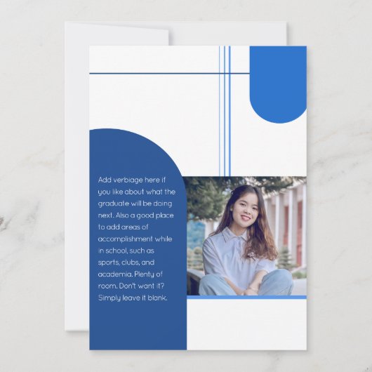 Modern Blue Arch Afstuderen Twee foto's Aankondiging (Achterkant)