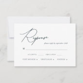 Modern Blue Arches Calligraphy Wedding RSVP Card (Voorkant)