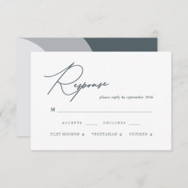 Modern Blue Arches Calligraphy Wedding RSVP Card