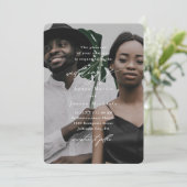 Modern Blue Arches One Photo Wedding Kaart (Staand voorkant)