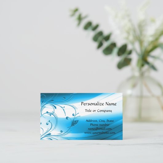 Modern Blue Art Deco Professional Visitekaartje (Staand voorkant)