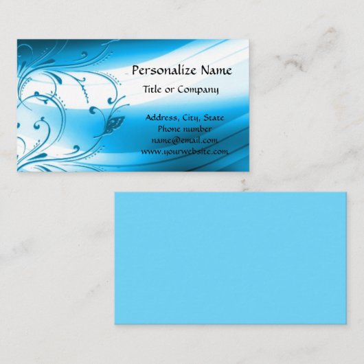 Modern Blue Art Deco Professional Visitekaartje (Voorkant / Achterkant)