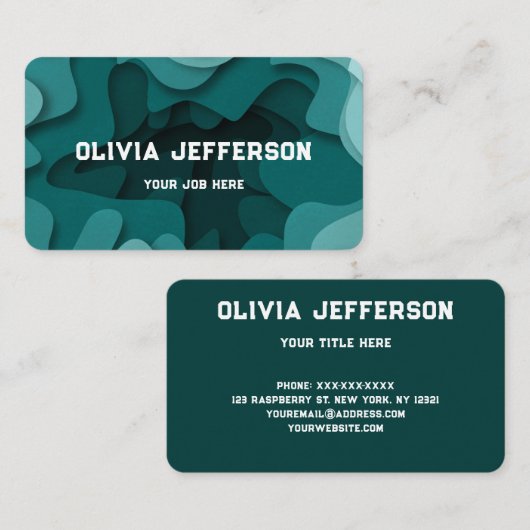 Modern Blue Artistieke Abstracte Wavy lijnen Visitekaartje (Voorkant / Achterkant)