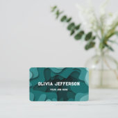 Modern Blue Artistieke Abstracte Wavy lijnen Visitekaartje (Staand voorkant)