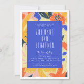 Modern Blue Artsy Abstract Botanical Wedding Kaart (Voorkant)
