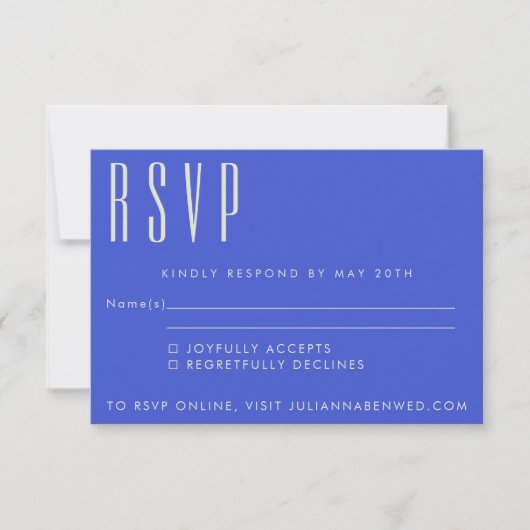 Modern Blue Artsy Abstract Botanical Wedding RSVP Kaartje (Voorkant)
