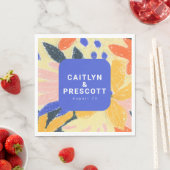 Modern Blue Artsy Abstract Botanical Wedding Servet (Insitu)