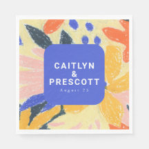 Modern Blue Artsy Abstract Botanical Wedding