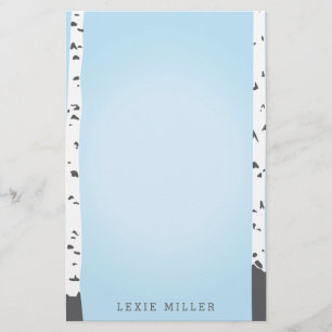 Modern Blue Aspen Trees Stationery Briefpapier