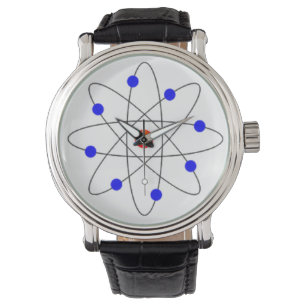 Modern Blue Atom Afbeelding Horloge