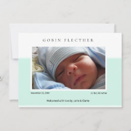Modern Blue Baby Boy Photo Birth  Aankondiging