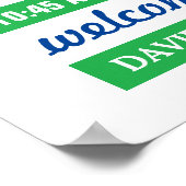 Modern Blue Baby Boy Photo Birth Announcement Poster (Hoek)