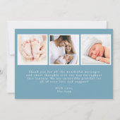 Modern Blue Baby geboorteaankondiging Kaart (Achterkant)