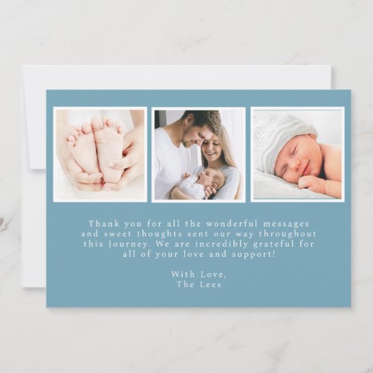 Modern Blue Baby geboorteaankondiging Kaart (Achterkant)