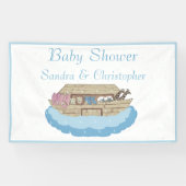 Modern Blue Baby shower Boy Noah's Ark Elephant Spandoek (Horizontaal)
