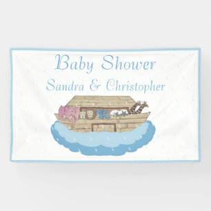 Modern Blue Baby shower Boy Noah's Ark Elephant Spandoek