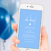 Modern Blue Baby Shower Cellphone eVite Aankondiging
