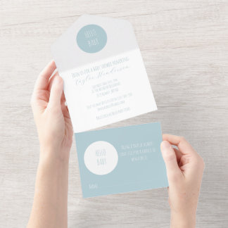 Modern Blue Baby shower Invitation All In One Uitnodiging