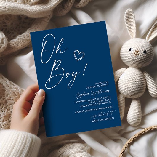 Modern Blue Baby shower Invitation Kaart