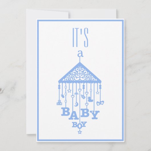 Modern Blue Baby Shower Kaart (Achterkant)