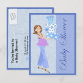 Modern Blue Baby shower Post Kaart (Voorkant / Achterkant)