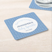 Modern Blue Baby Sprinkle Party Dank je Kartonnen Onderzetters (Schuin)
