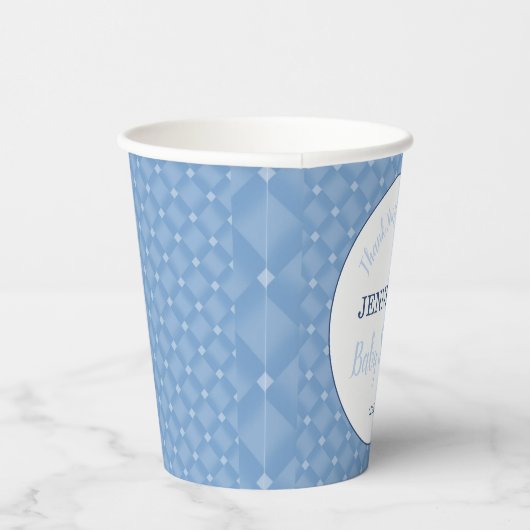 Modern Blue Baby Sprinkle Party Papieren Bekers (Rechts)