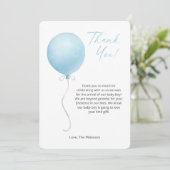 Modern Blue Balloon Baby shower bedankkaart Kaart (Staand voorkant)