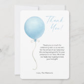Modern Blue Balloon Baby shower bedankkaart Kaart (Voorkant)