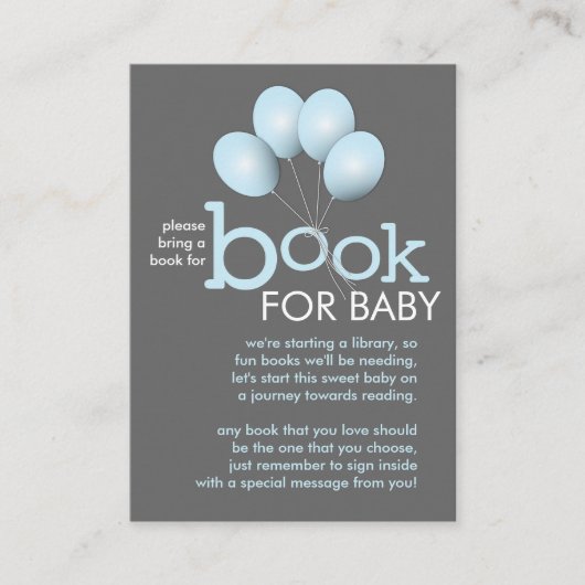 Modern Blue Balloon Baby shower Boek Insert Kaart (Voorkant)