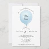 Modern Blue Balloon Baby shower Kaart (Voorkant)