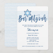 Modern Blue Bar Mitzvah Invitation Kaart (Voorkant / Achterkant)