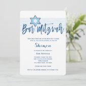 Modern Blue Bar Mitzvah Invitation Kaart (Staand voorkant)