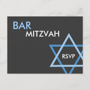 Modern Blue Bar Mitzvah RSVP Briefkaart