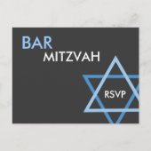 Modern Blue Bar Mitzvah RSVP-Briefkaart Uitnodiging Briefkaart (Voorkant)
