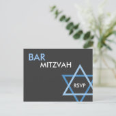 Modern Blue Bar Mitzvah RSVP-Briefkaart Uitnodiging Briefkaart (Staand voorkant)